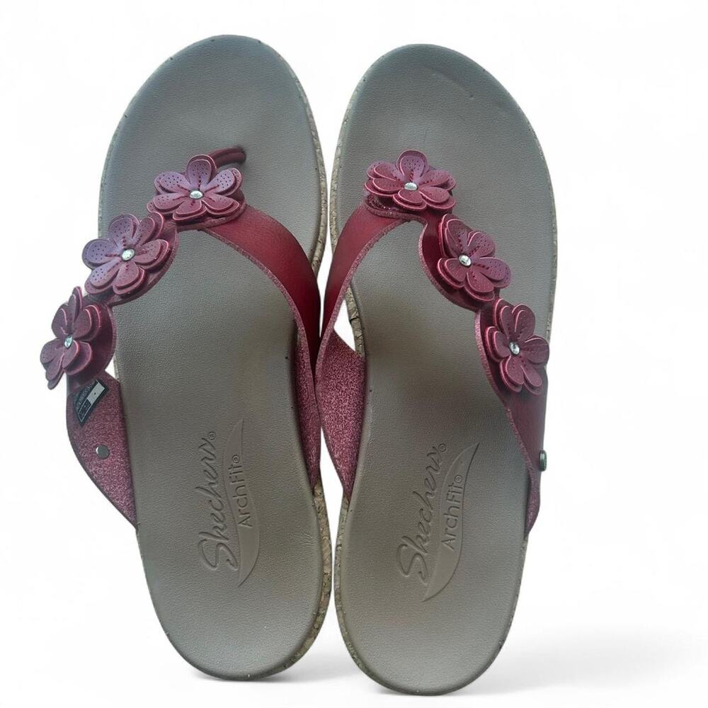 New floral Red/Tan skecher Sandals Arch‎ Flex Women's size 11